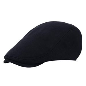Botvela Men's Classic Newsboy Flat Cap Cabbie Hat Black White