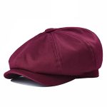 Botvela Men's 100% Cotton Newsboy Flat Cap for Golf and Casual Wear (Burgundy, 7 1/8) | Botvela Men's Burgundy 100%