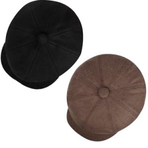 Senker Fashion 2 Pack Newsboy Cap for Men Driving | Irish Newsies Hat Classic 8 Panel Wool Blend for Old Man | Senk