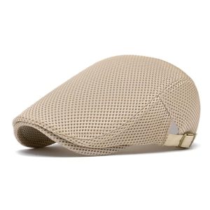 Meioro Breathable Mesh Summer Hat for Men Adjustable Flat Cap Ivy Cap Irish Cabbie Fishing Hats