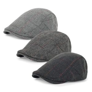 Geyanuo Cool Adjustable 3Pcs Cotton Newsboy Hat for Men | Geyanuo Men's Adjustable Flat Cap Cool Cotton Newsboy Hat