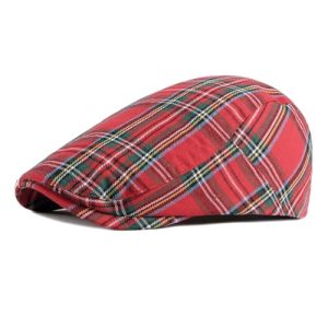 Meioro Men's Striped Plaid Newsboy Hat Adjustable for Hunting and Driving Styles