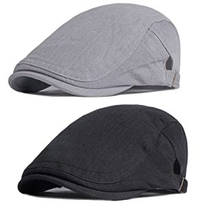 Qianuer Men's Adjustable Newsboy Flat Cap Hat 2 Pack Driving Ivy Gatsby Cabbie Beret | Qianuer Men's 2 Pack Adjustab