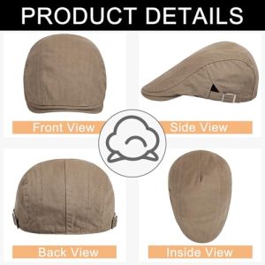 Men's Qossi Newsboy Cap - Adjustable, Breathable Irish Flat Hat for Driving, Hunting, Sport, Golf, and Outdoor Activi