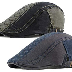 Qunson Men's Cotton Flat Cap Ivy Gatsby Newsboy Hat Summer Breathable Wide Brim Hat for Men | Qunson Men's Cotton Flat