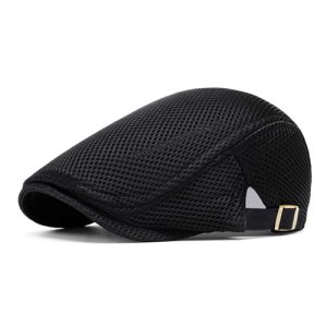 Meioro Breathable Mesh Summer Hat for Men Adjustable Flat Cap IU01 Τrendy Newsboy Beret for Men Fishing Hats