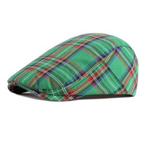Men's Striped Plaid Newsboy Hat - Cabbie Beret Ivy Cap