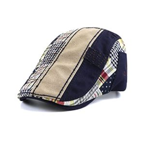 WITHMOONS Mens Adjustable Cotton Patchwork Newsboy Hat YZ30116