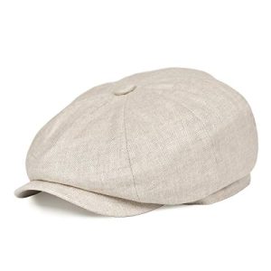 BOTVELA Men's Breathable Herringbone Linen Newsboy Cap for Summer | BOTVELA Men's Herringbone Linen Summer Newsboy C
