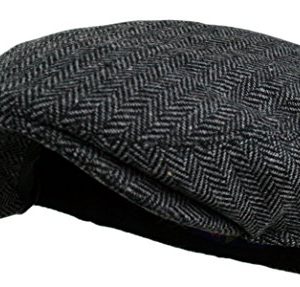 Wonderful Fashion Men's Classic Herringbone Tweed Wool Blend Newsboy Ivy Hat for Men (Large/X-Large, Charcoal) Wonderf