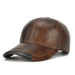 Gudessly Adjustable Men's Leather Baseball Cap for Fall Winter Outdoor Sports