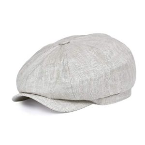 Men's Botvela Linen Newsboy Cap Herringbone Breathable Summer Hat | Summer Comfortable Men's Botvela Linen Newsboy Herr