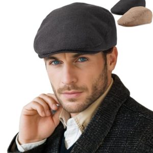 LADYBRO 2Pack Unisex Flat Cap Newsboy Hats for Men & Women, Summer CasualAdjustable