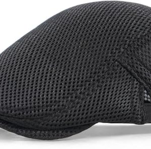 Xinveen Men's Breathable Summer Newsboy Hat Adjustable Driving Hunting Beret Ivy Cap