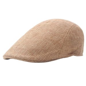 Men's Breathable Flat Cap Summer Straw Newsboy Hat