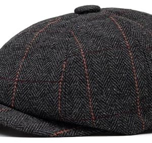 Xinveen Men's Classic Vintage 8 Panel Wool Blend Newsboy Hat for Gatsby Lvy Cabbie Flat Beret Cap