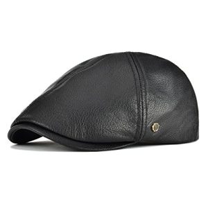 VOBOOM Lamb Skin Leather Newsboy Cap 6 Panel Cabbie Beret