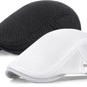 Taidor 2 Pack Men's Breathable Mesh Summer Newsboy Hat Ivy Cap