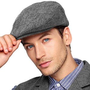 LadiesBro Classic Wool Blend Herringbone Flat Ivy Newsboy Cap for Men | LadiesBro Classic Wool Blend Tweed Cabbie Ha