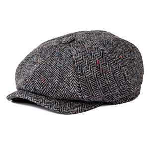 Botvela Men's 8 Panel Wool Blend Newsboy Flat Cap Herringbone Tweed Hat for Fashionable Warmth in Cooler Weather | B
