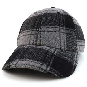 Trendy Plaid Checker Wool Blend Baseball Cap