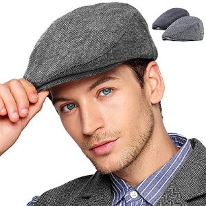 LADYBRO 2-Pack Adjustable Newsboy Hats for Men Flat Cap