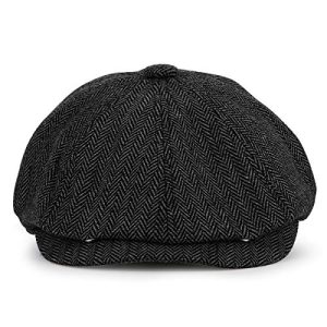 KeepSa Peaky Gatsby Hat - Herringbone Tweed 8-Panel Newsboy Cap