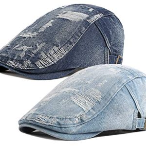 Qunson Mens Denim Cotton Newsboy Cap Ivy Gatsby Style