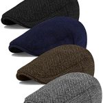 KUTTOR Classic Herringbone Flat Newsboy Hat for Men