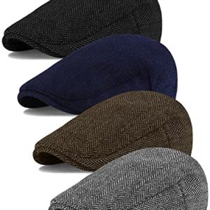 KUTTOR Classic Herringbone Flat Newsboy Hat for Men