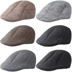Newcotte Men's Classic Herringbone Tweed Flat Cap for Driving and Hunting Hats