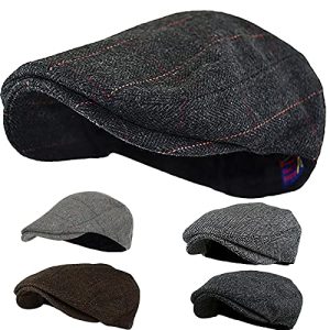 Botvela Men's Scally Cap Newsboy Hats Wool Blend Flat Caps Big Plaid Hat