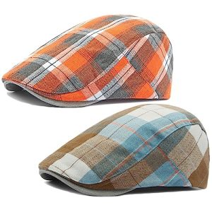 Qianuer Men's Adjustable Plaid Driving Hat for Golf and Casual Wear | Qianuer 2 Pack Men's Ivy Gatsby Newsboy Cap fo