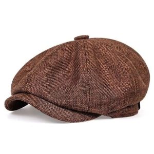 Breathable Summer Kilsel Linen Men's Newsboy Flat Cap .8 Panel Ivy Cabbie Hat | Kilsel Men's Breathable Summer .8 Pa