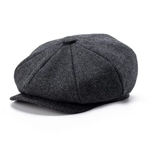 BOTVELA Men's 8 Panel Wool Blend Newsboy Flat Cap Herringbone Tweed Hat for Casual Chic Outfits | BOTVELA Men's 8 Pa