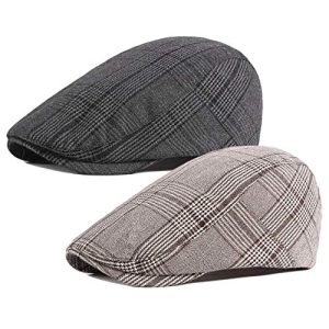 Qunson 2 Pack Men's Cotton Flat Cap Ivy Gatsby Hat