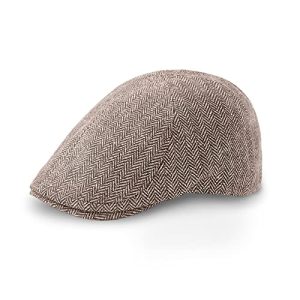 Zowya Men's Black & Brown Flat Caps and Newsboy Hats, Herringbone British Style